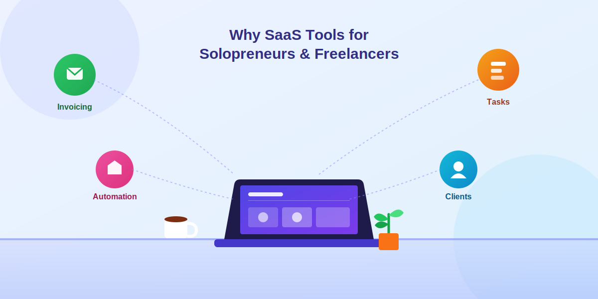 SaaS tools for solopreneurs and freelancers: illustration